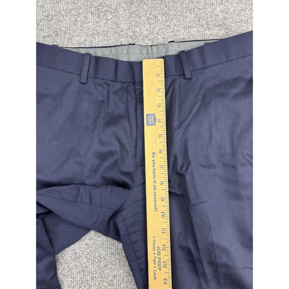 The Tie Bar Pants Mens 32x32 Navy Athletic Fit Wool Blend Dress Slacks Stretch - Picture 4 of 7